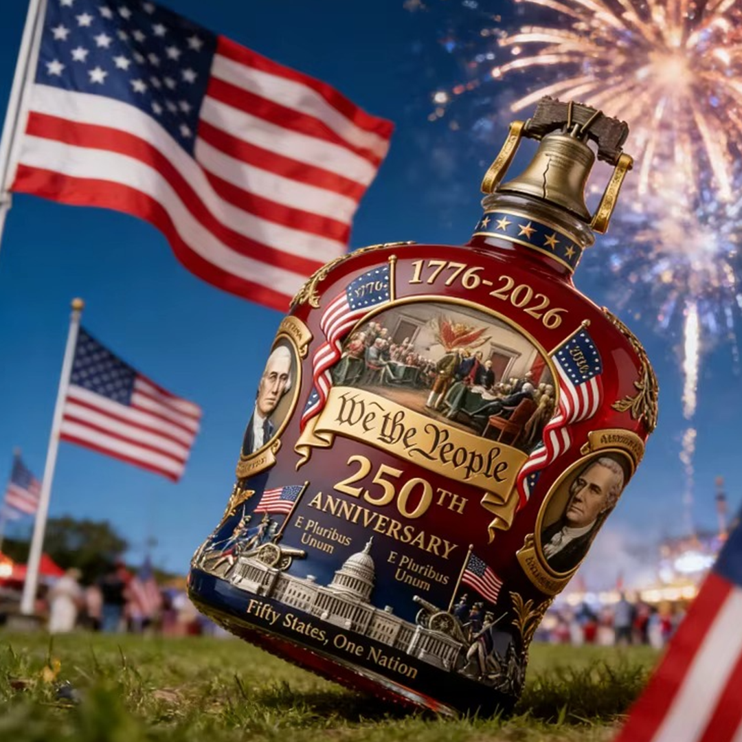 SheremArt We The People 250 – Liberty Bell Crystal Decanter for America’s Quarter-Millennium Anniversary