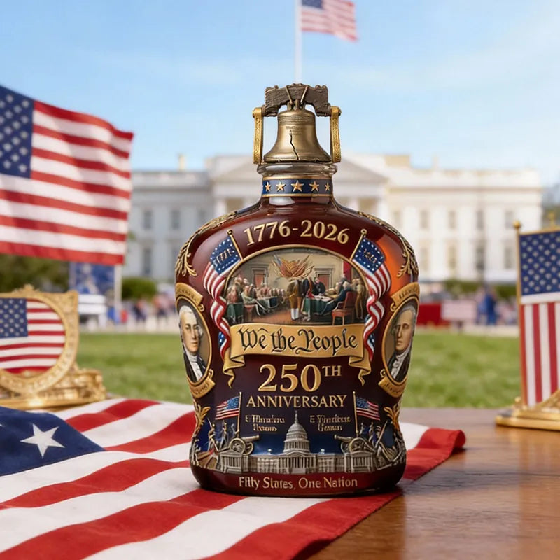 SheremArt We The People 250 – Liberty Bell Crystal Decanter for America’s Quarter-Millennium Anniversary