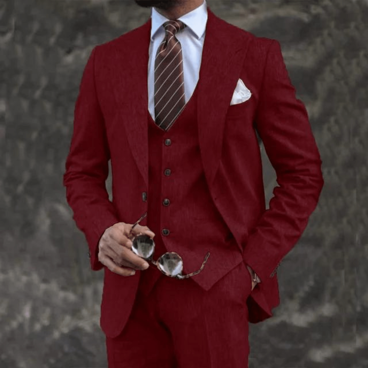Suit Set Men Lightweight Tailored Fit Formal Style