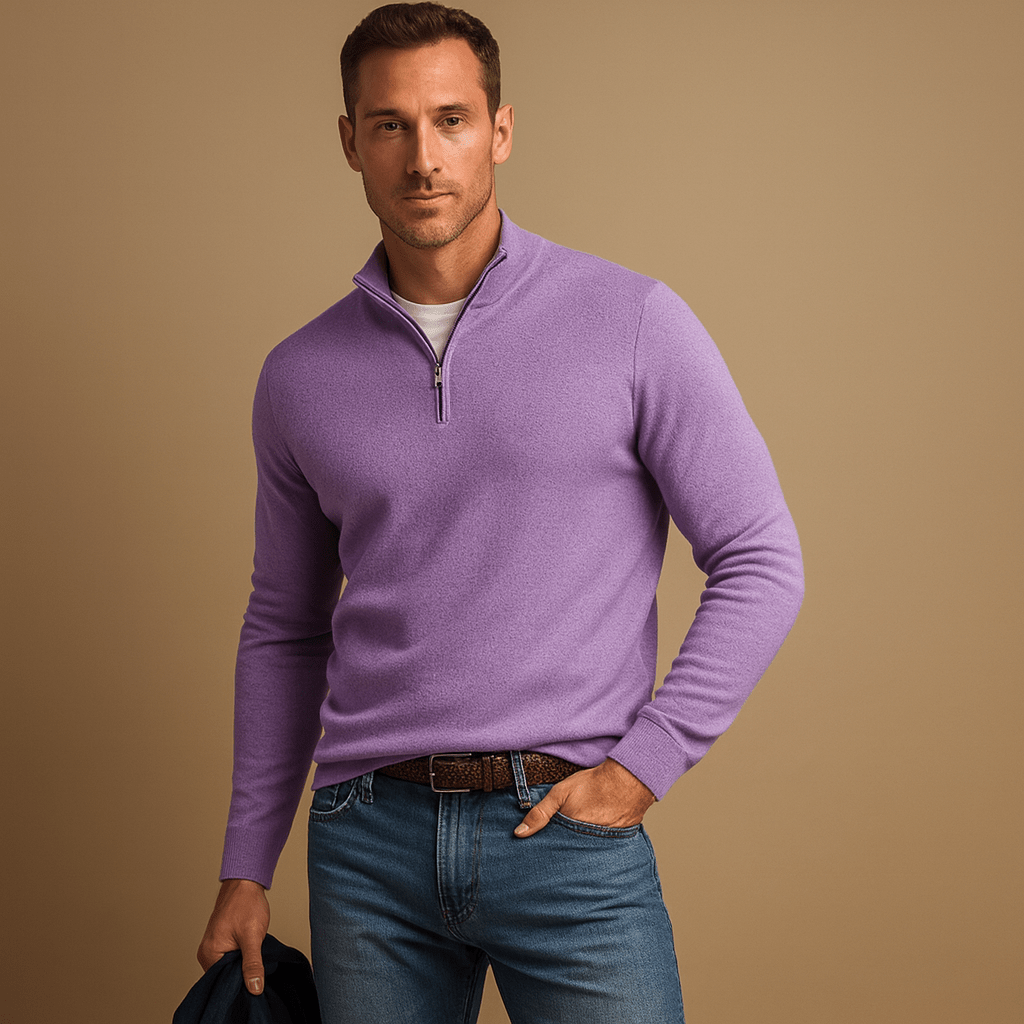 Sweater Men Comfortable Fit Front Zipper Closure for Daily Use