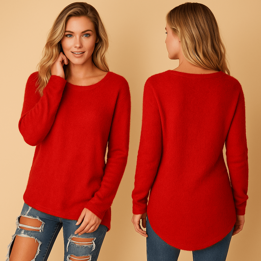 Sweater Women Lightweight Knitted Design with Relaxed Fit Round Neck