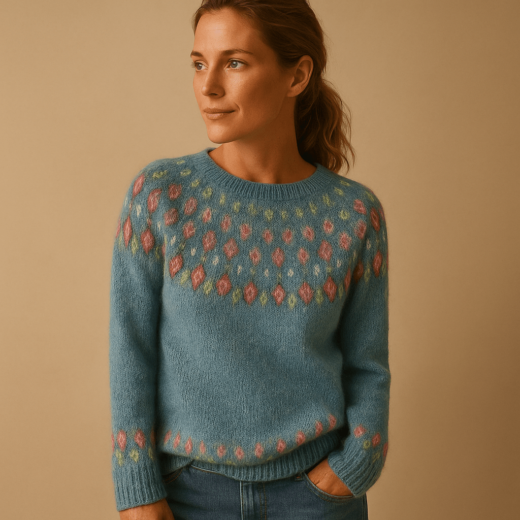 Sweater Women Printed Design with Classic Neckline and Comfort Fit
