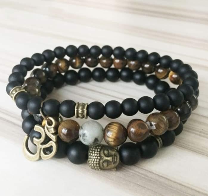 Triple “meditation” bracelet in black onyx