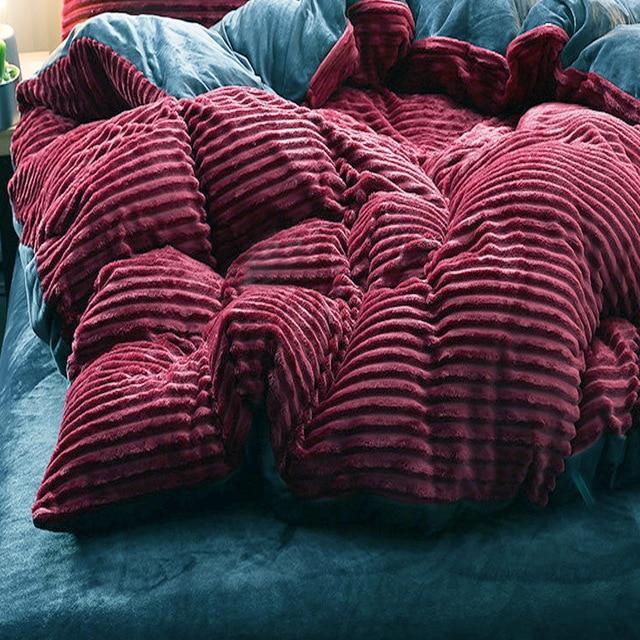 Thick Corduroy Velvet Winter Bed Duvet Cover