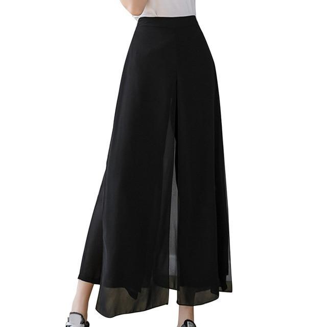 Ice Silk Chiffon Wide-Leg Pants