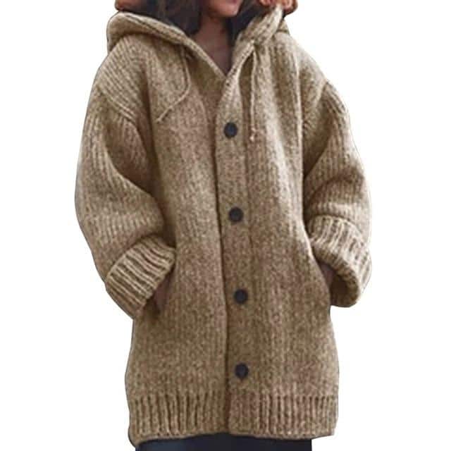 Button Down Hooded Knitted Cardigan