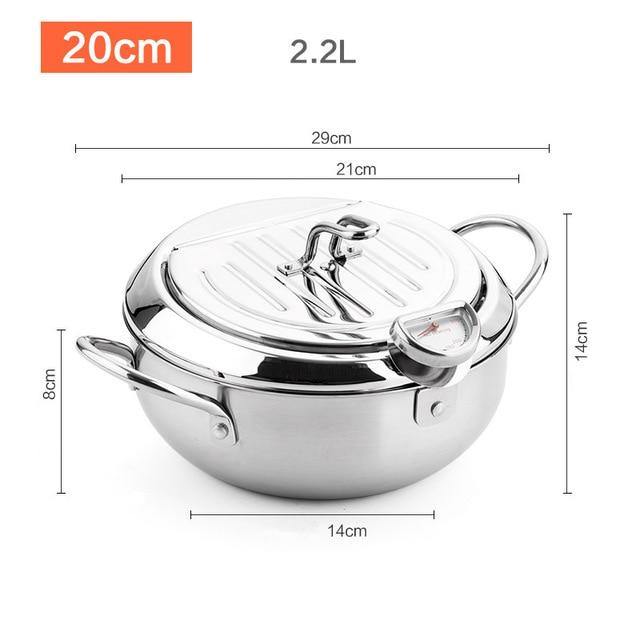 Stainless steel deep frying pot