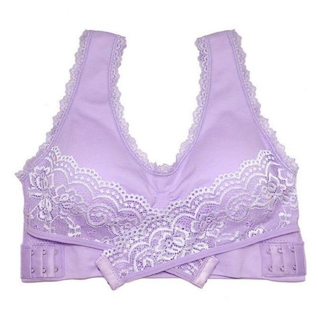 Wireless Front Cross Buckle Lace Lift Bra