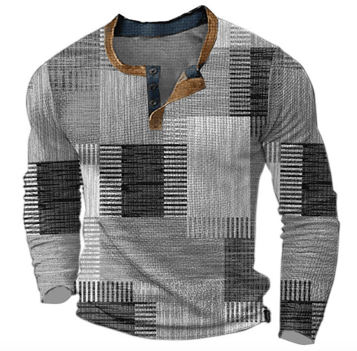 Waffle Knit Sweater Men Fashionable Warm Pullover