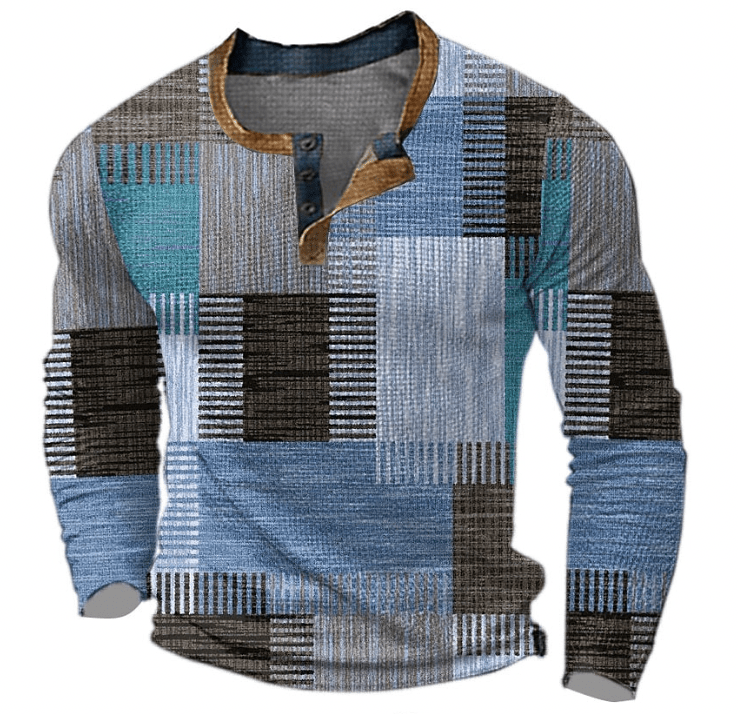 Waffle Knit Sweater Men Fashionable Warm Pullover