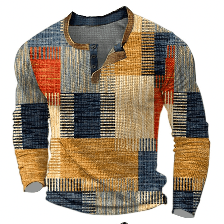 Waffle Knit Sweater Men Fashionable Warm Pullover