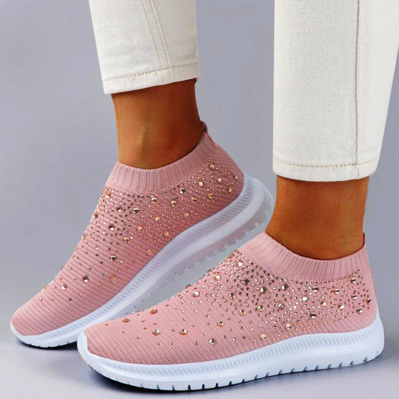 Nanccy Women’s Crystal Breathable Orthopedic Slip-On Walking Shoes