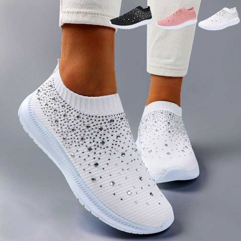 Nanccy Women’s Crystal Breathable Orthopedic Slip-On Walking Shoes