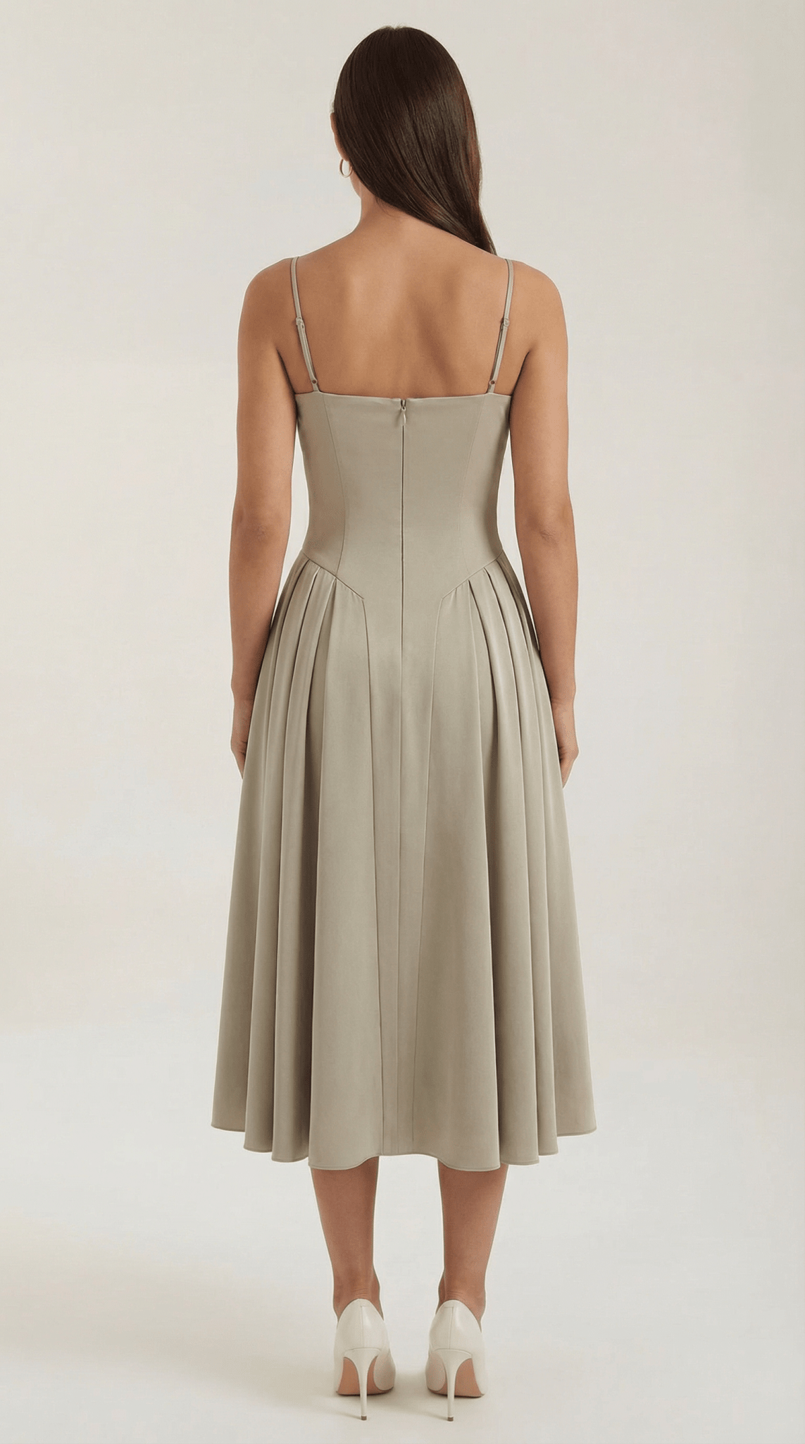 Women Midi Dress Corset Fit Sweetheart Neckline Design
