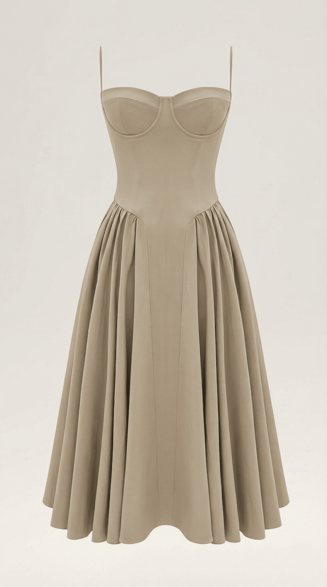 Women Midi Dress Corset Fit Sweetheart Neckline Design