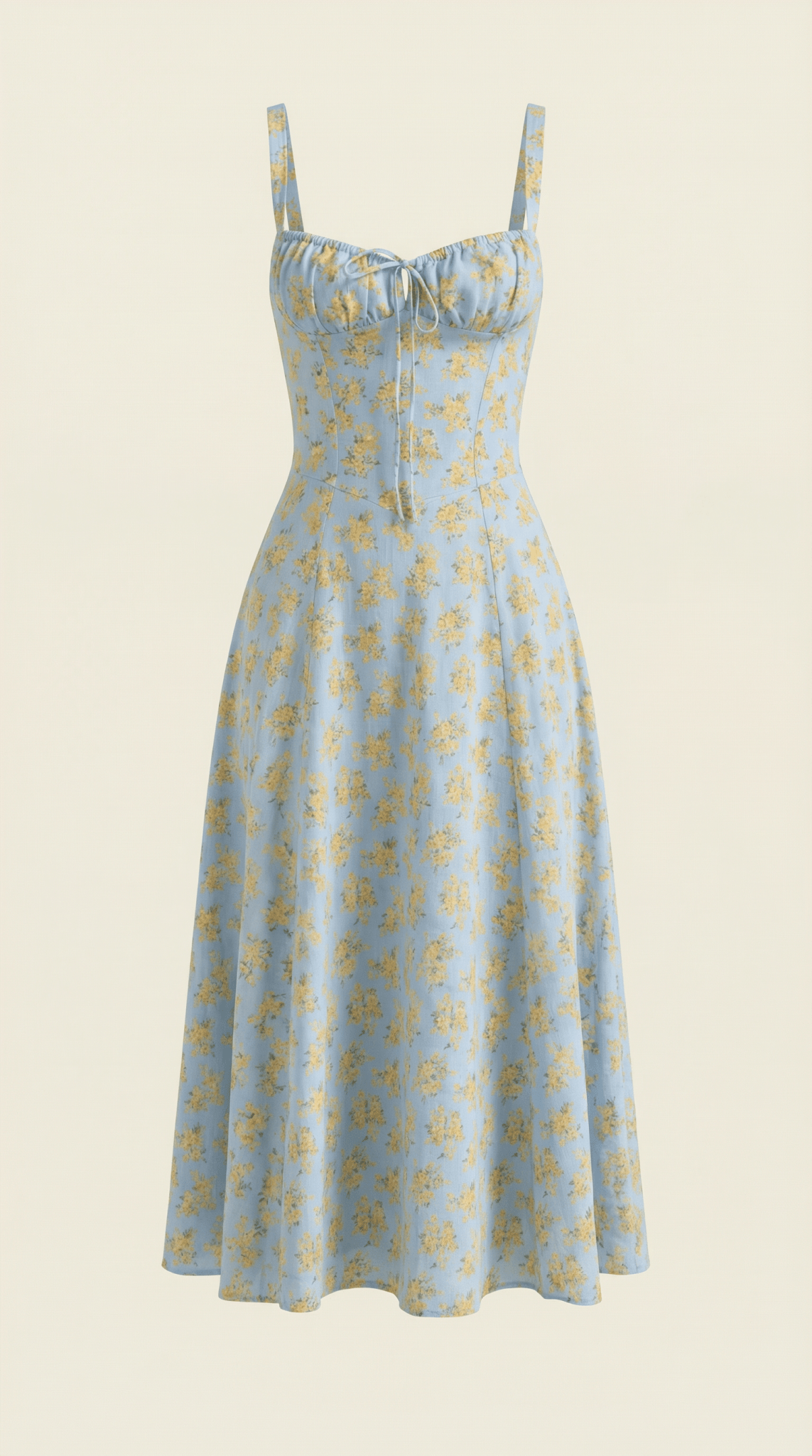 Women Midi Dress Sweetheart Neckline Lace-Up Front Detail