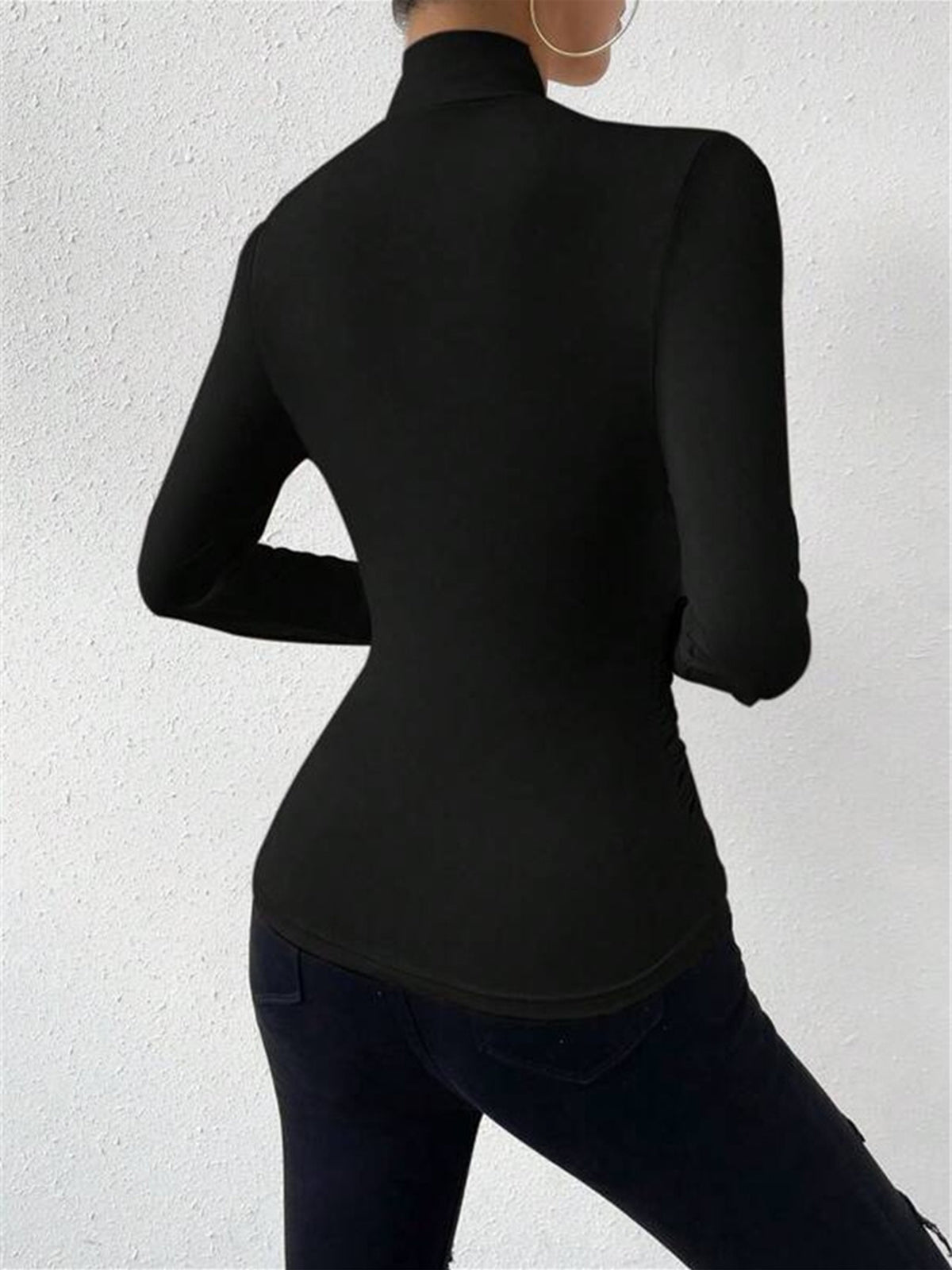 Women Top Slim Fit Long Sleeve Crossover Front Detail