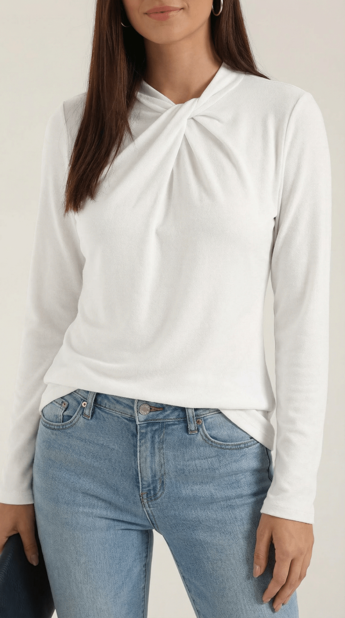 Women's Blouse — Long Sleeve Stand-Up Collar Regular Fit