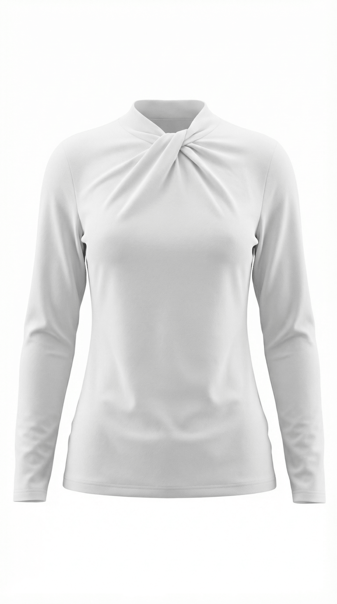 Women's Blouse — Long Sleeve Stand-Up Collar Regular Fit