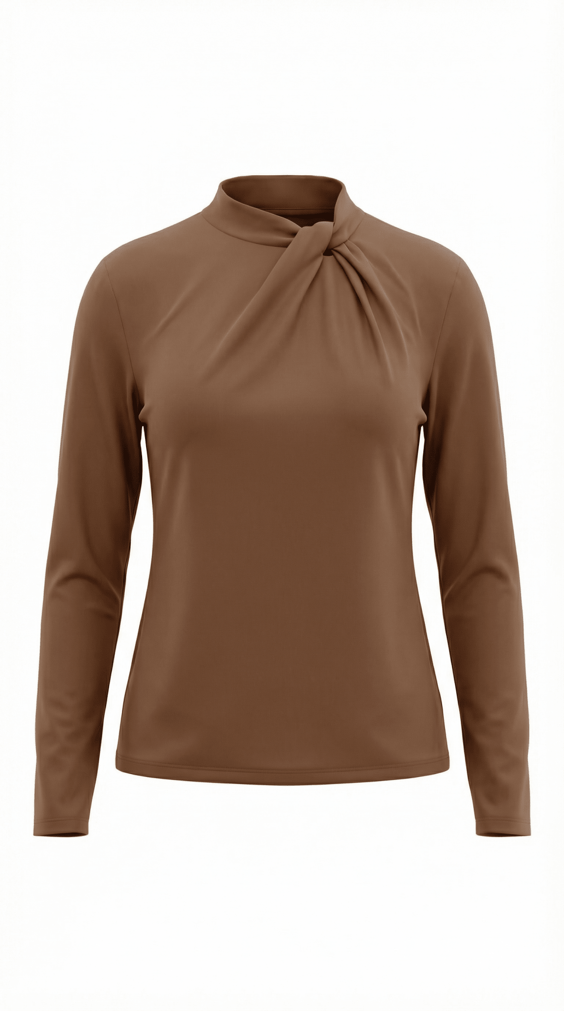 Women's Blouse — Long Sleeve Stand-Up Collar Regular Fit
