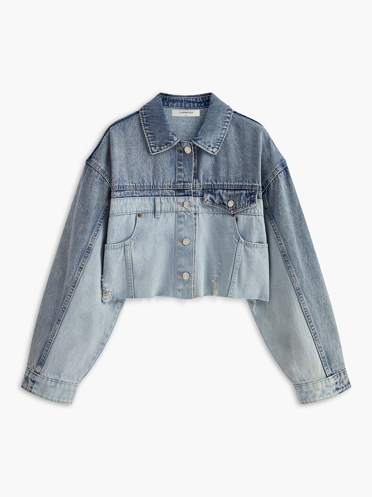 Women's Cropped Jacket — Loose Fit Front Button Closure