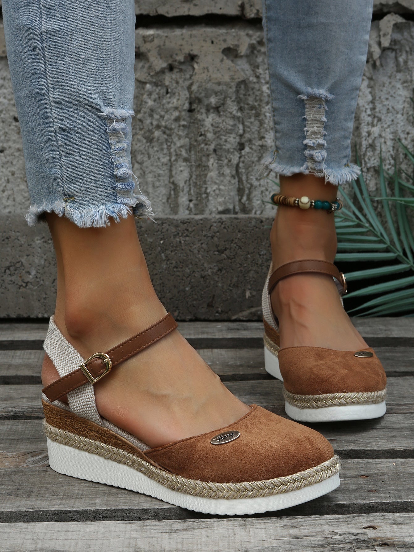 Women's Espadrille Sandals — Rounded Toe Ankle Strap Design
