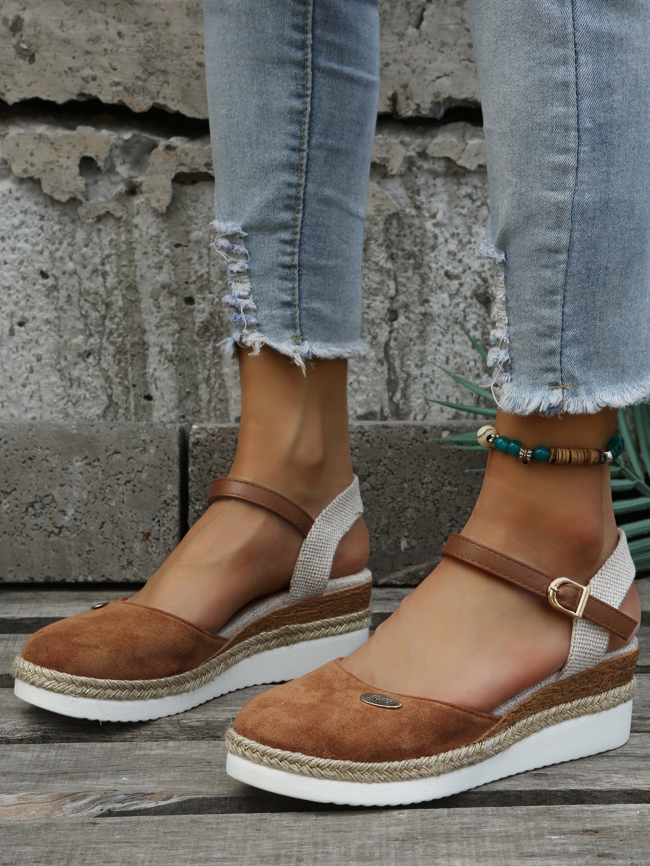 Women's Espadrille Sandals — Rounded Toe Ankle Strap Design