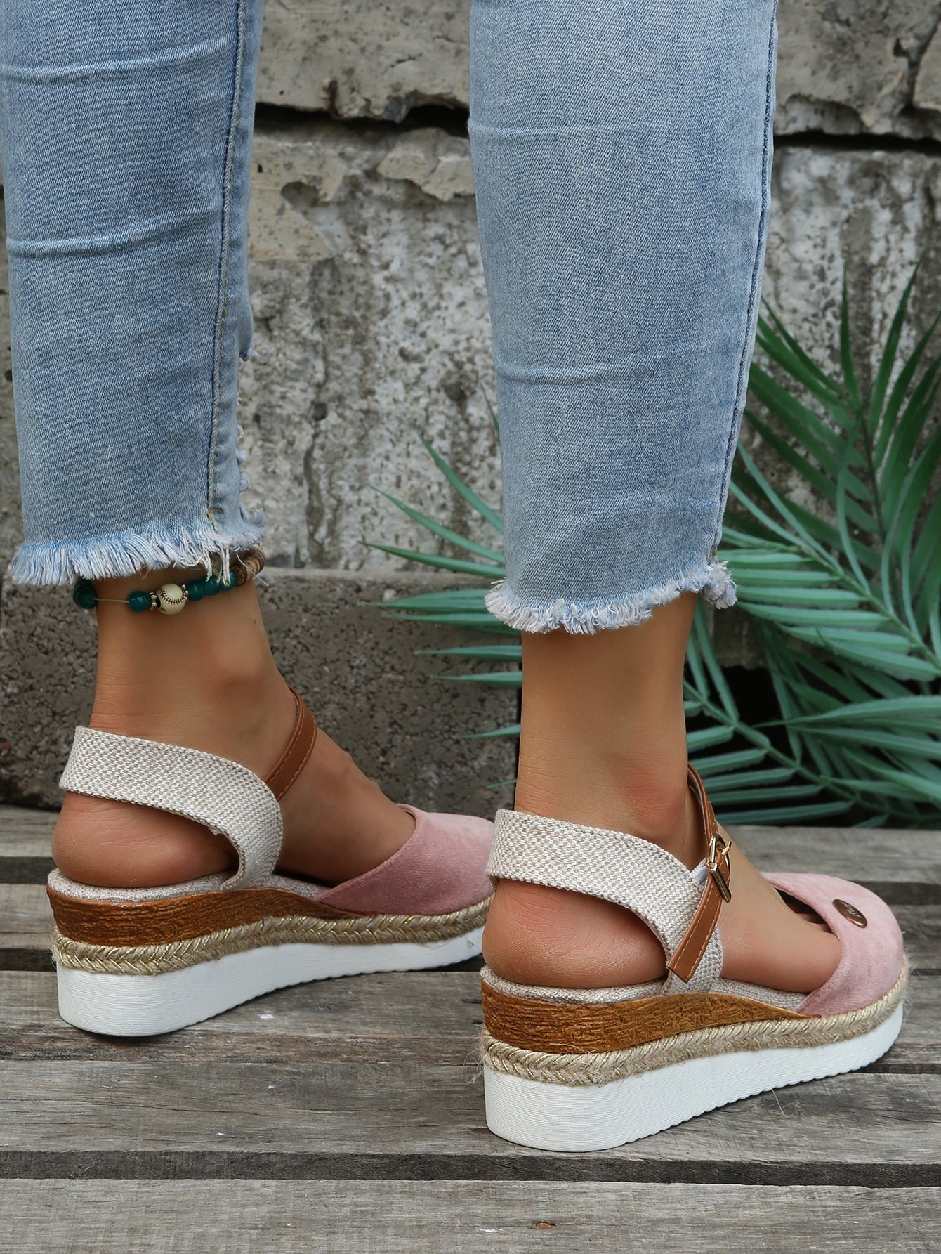 Women's Espadrille Sandals — Rounded Toe Ankle Strap Design