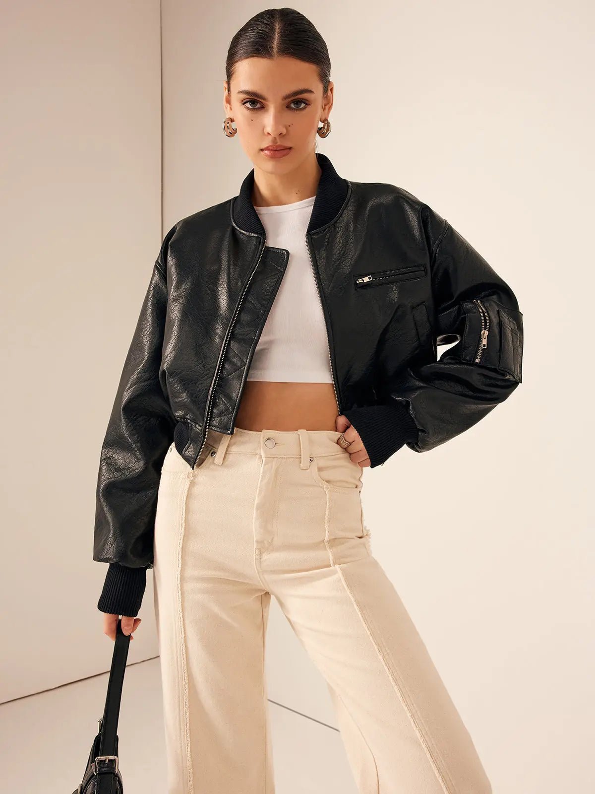 Women's Jacket — Short Length Zipper Closure Zipper Pockets