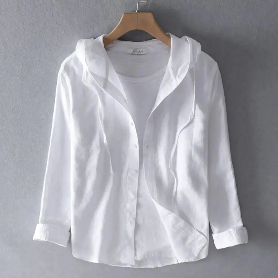 Women's Linen Shirt - Regular Fit Long Sleeve Button Closure