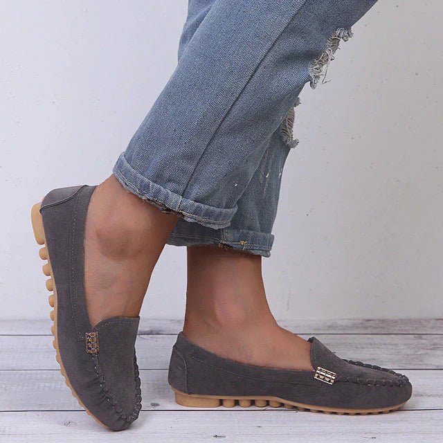 Women's Loafers — Slip-On Flat Sole Closed Upper Minimal Design