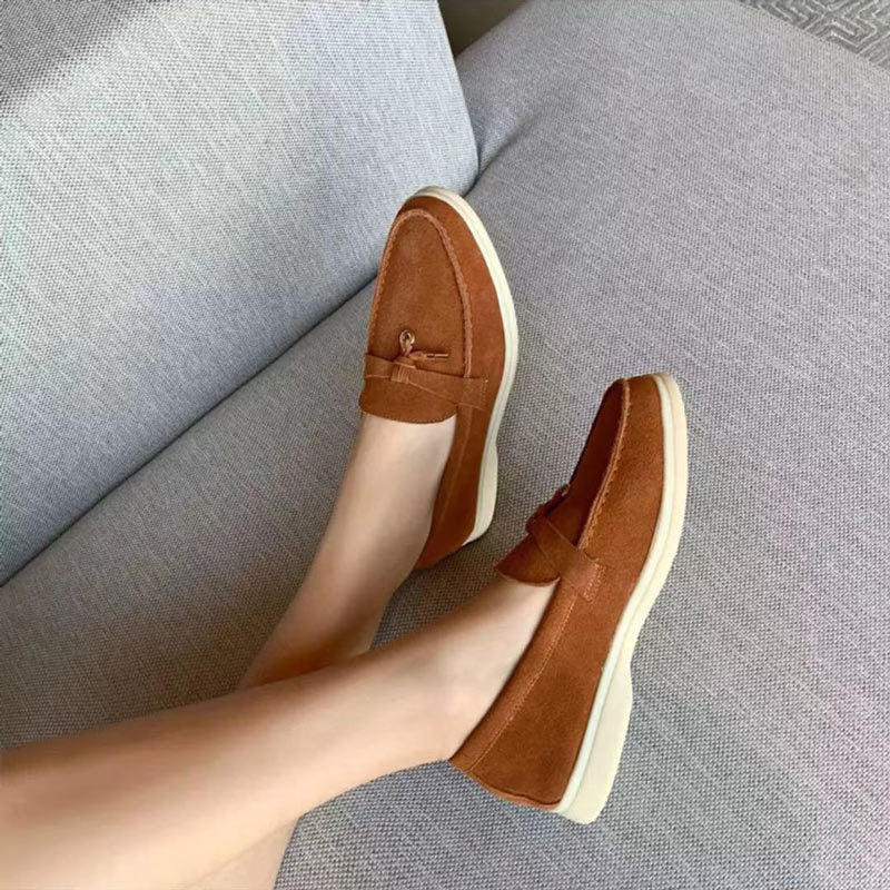 Women's Loafers — Slip-On Flat Sole Low Profile Closed Design