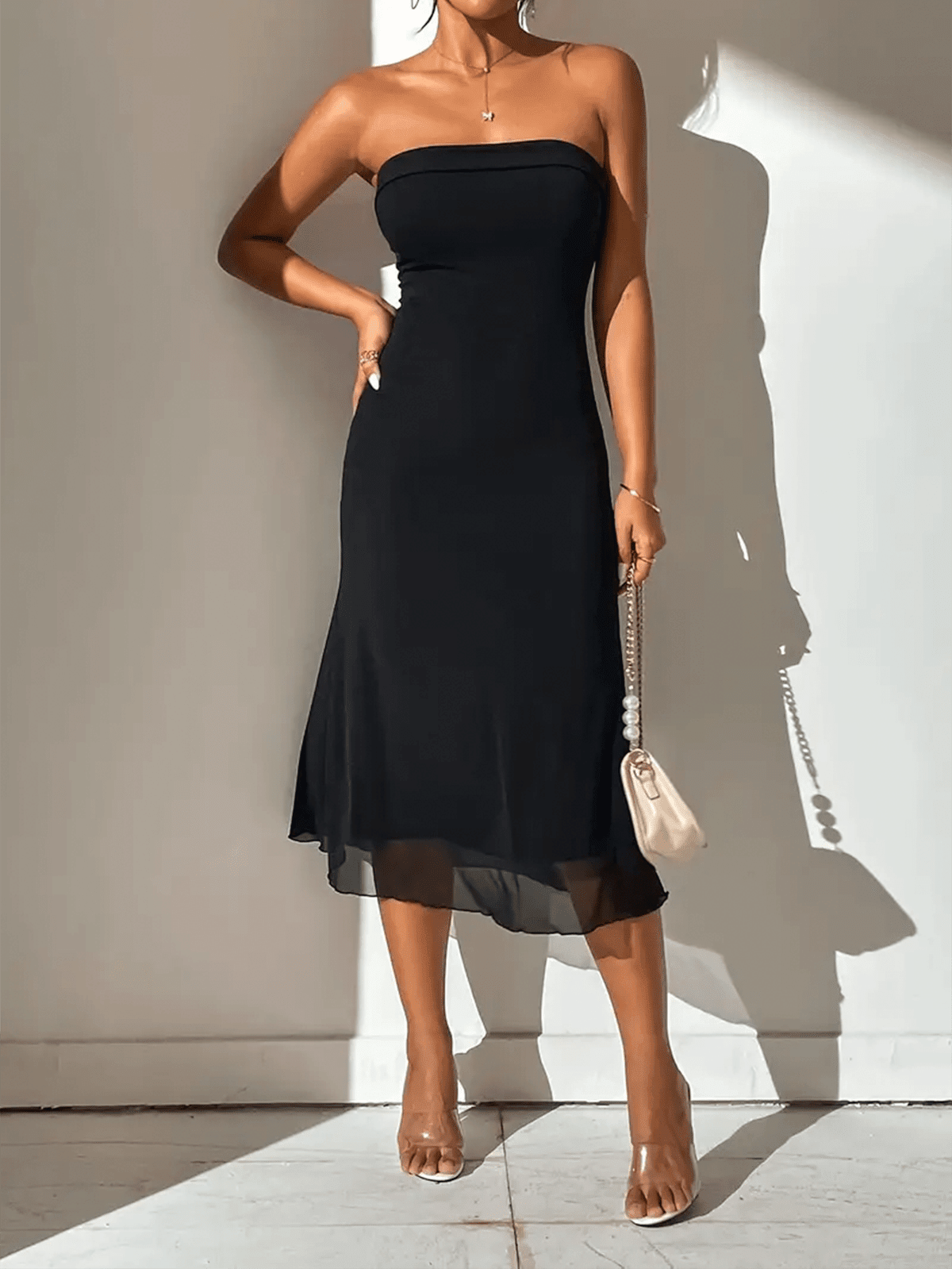 Women's Maxi Dress — Ruffle Sleeves V-Neck Lace-Up Front Design