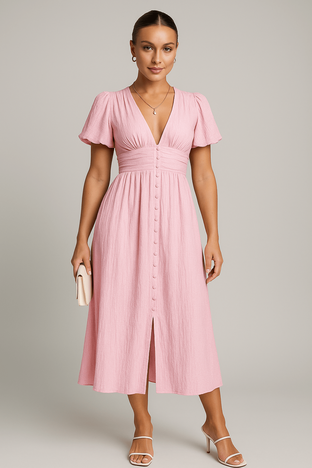 Women's Maxi Dress — Short Sleeve Relaxed Fit Casual Design