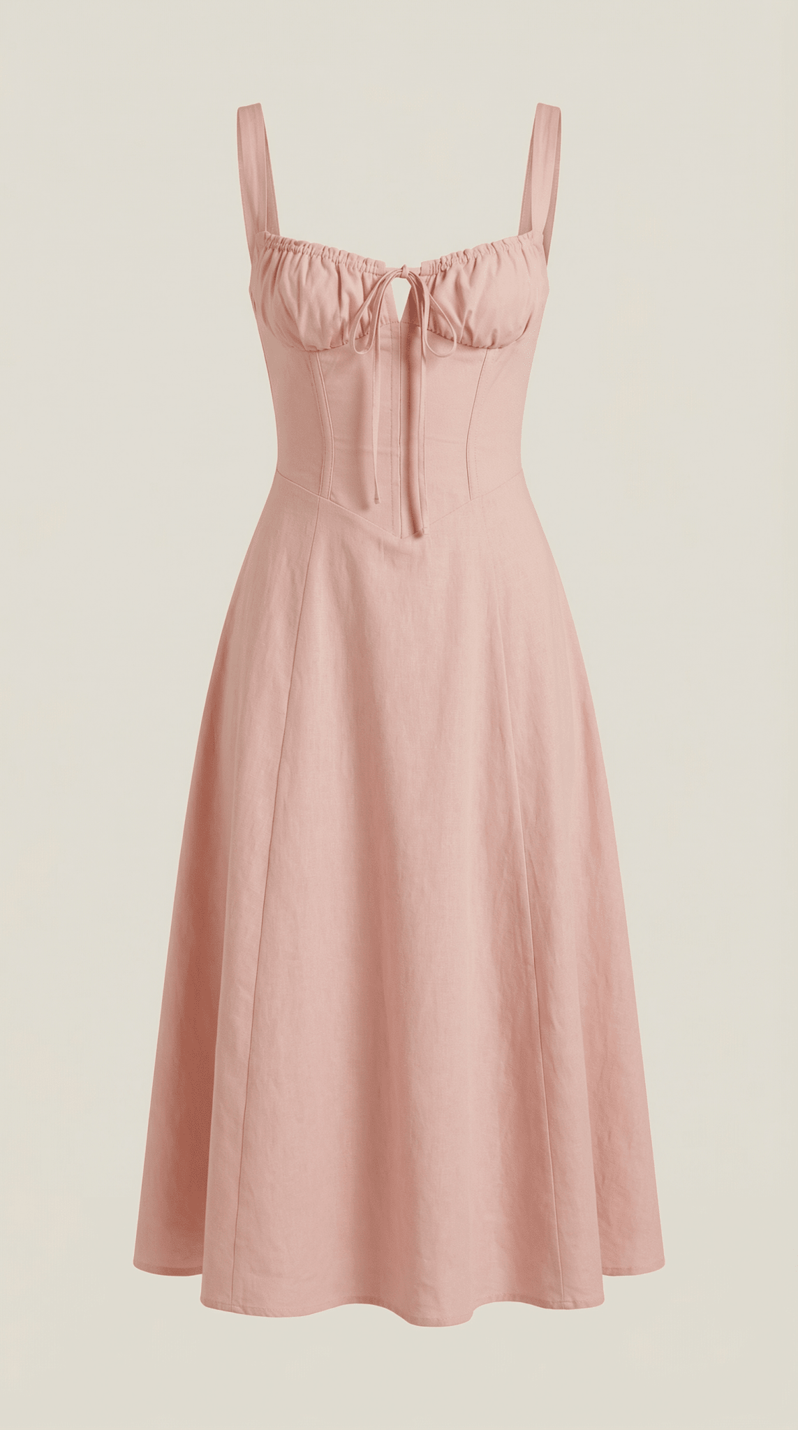 Women's Midi Dress - A-Line Sweetheart Neckline Lace-Up Front