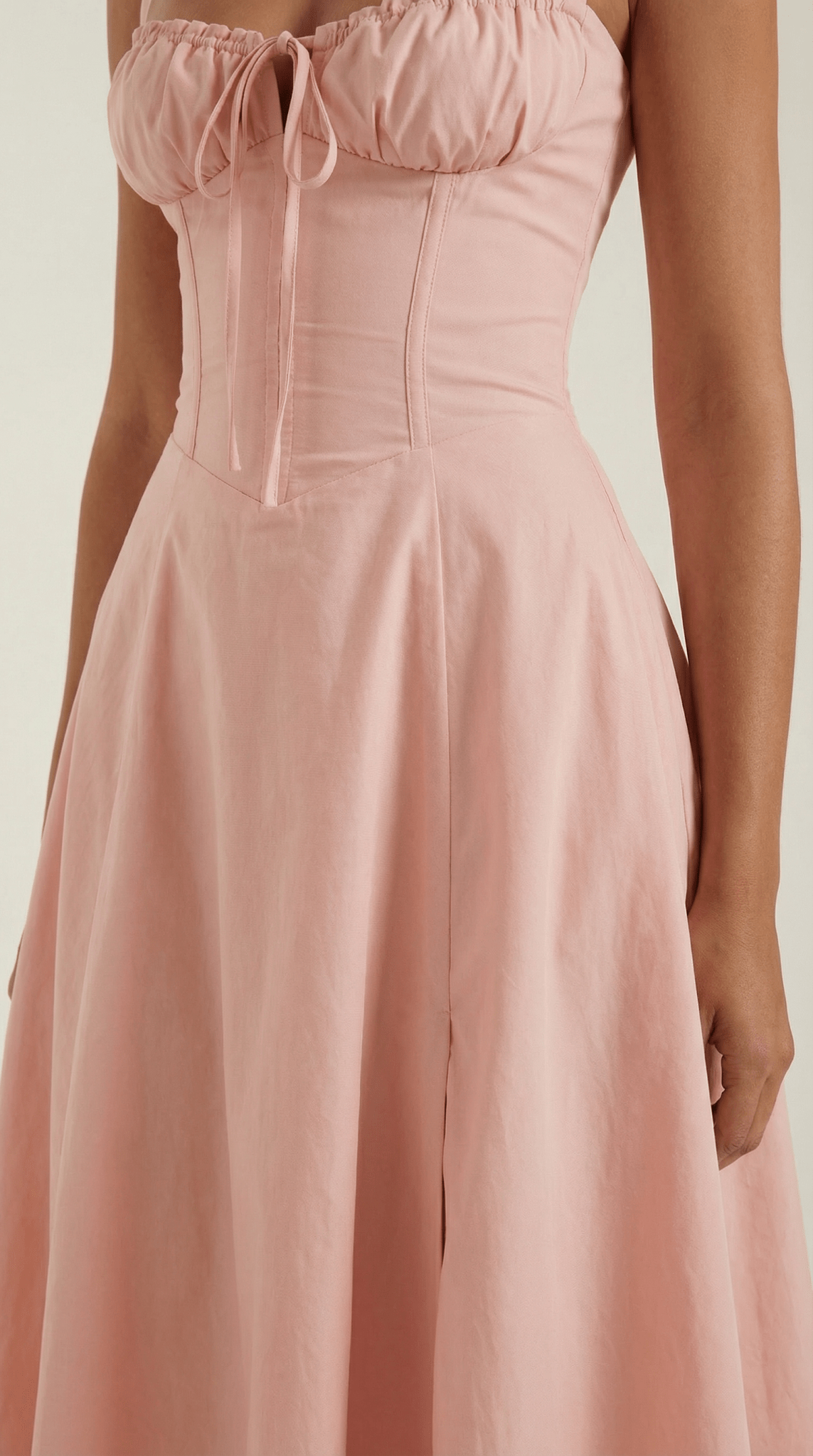 Women's Midi Dress - A-Line Sweetheart Neckline Lace-Up Front
