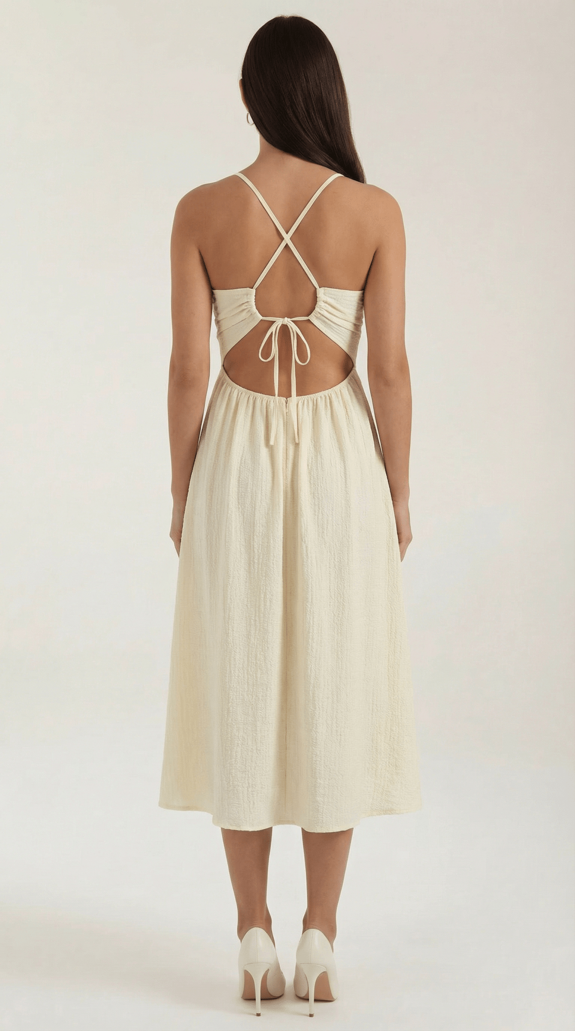 Women's Midi Dress - Adjustable Straps & Skirt Slit Detail