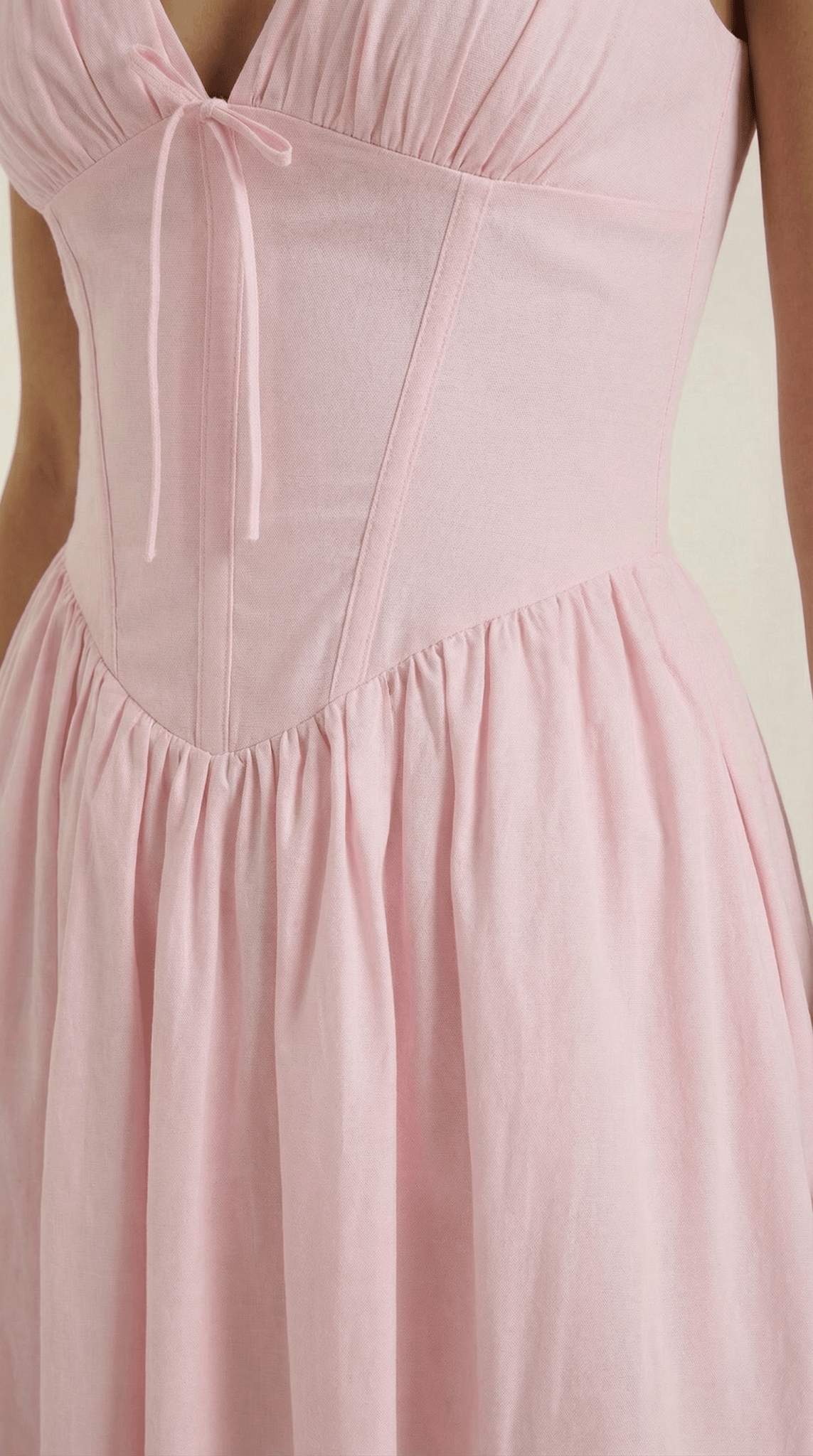 Women's Midi Dress - Fitted Bodice & V-Neckline