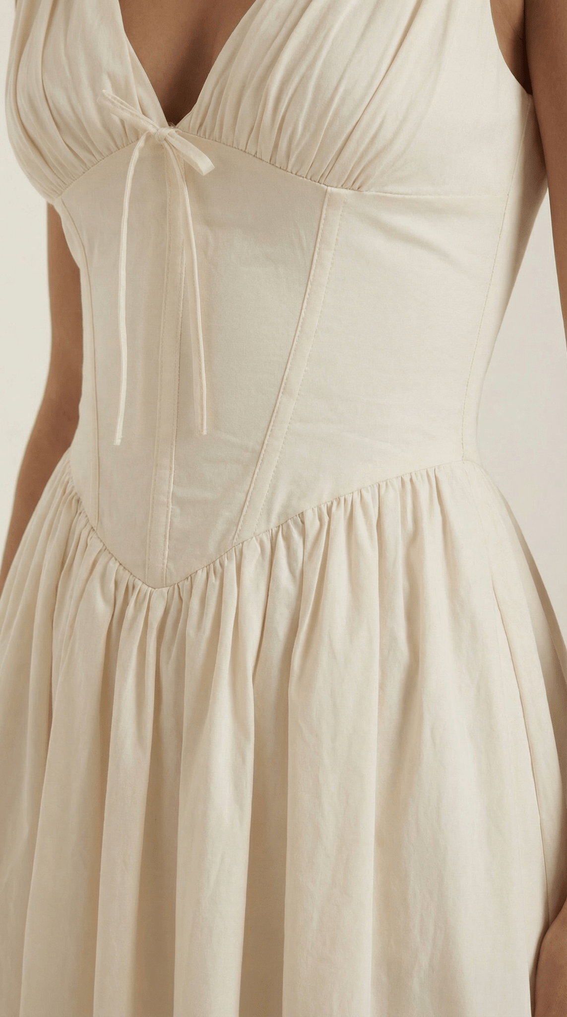 Women's Midi Dress - Fitted Bodice & V-Neckline
