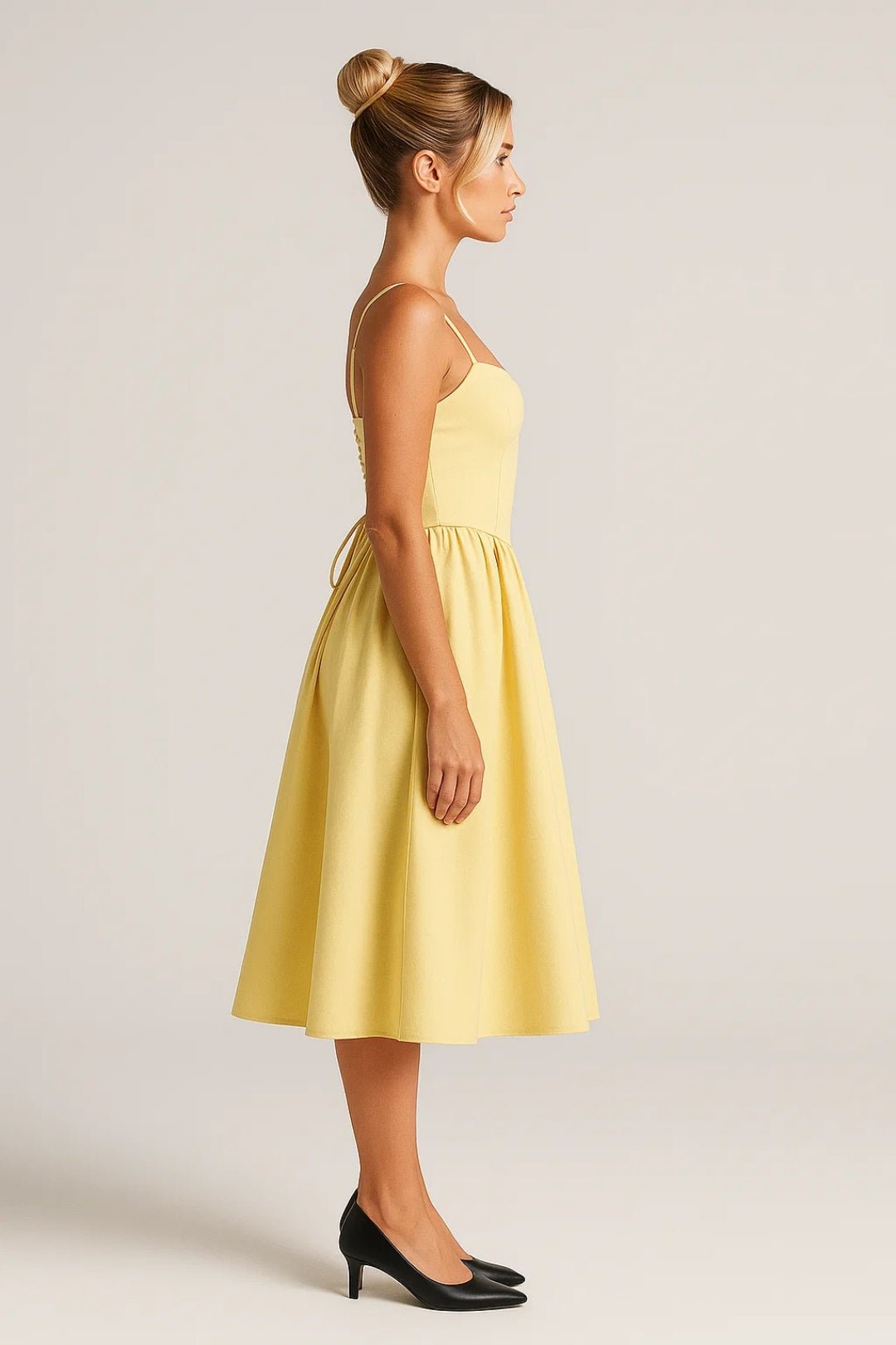 Women's Midi Dress — Spaghetti Straps Sleeveless Flared Fit