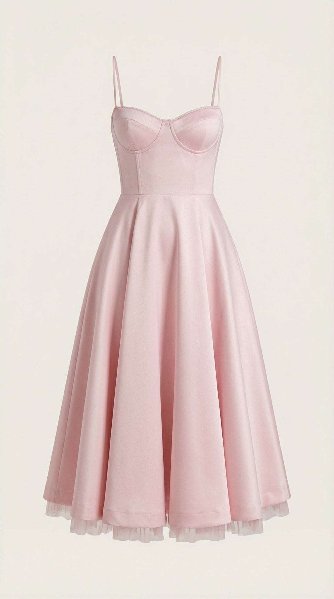 Women's Midi Dress - Sweetheart Neckline & Spaghetti Straps