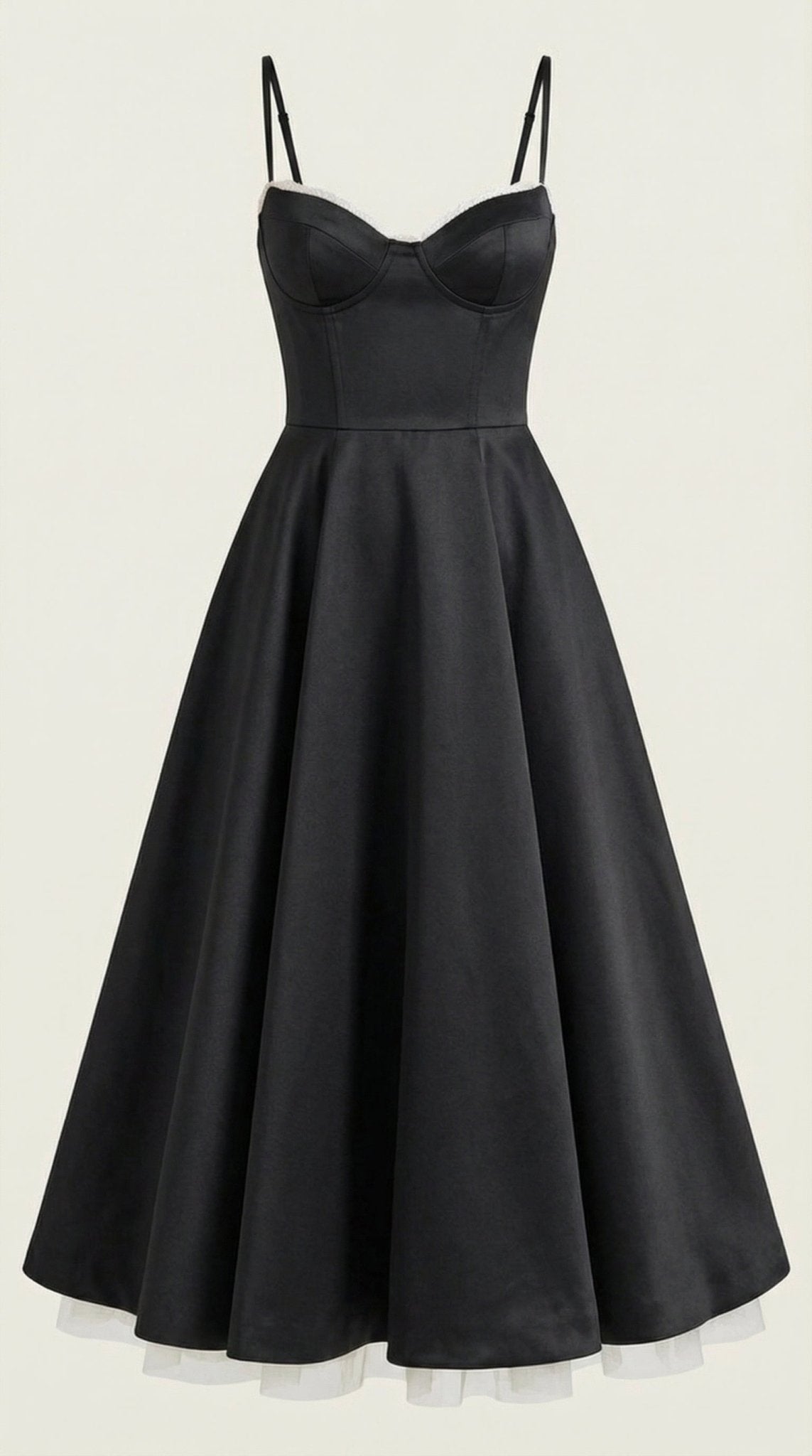 Women's Midi Dress - Sweetheart Neckline & Spaghetti Straps