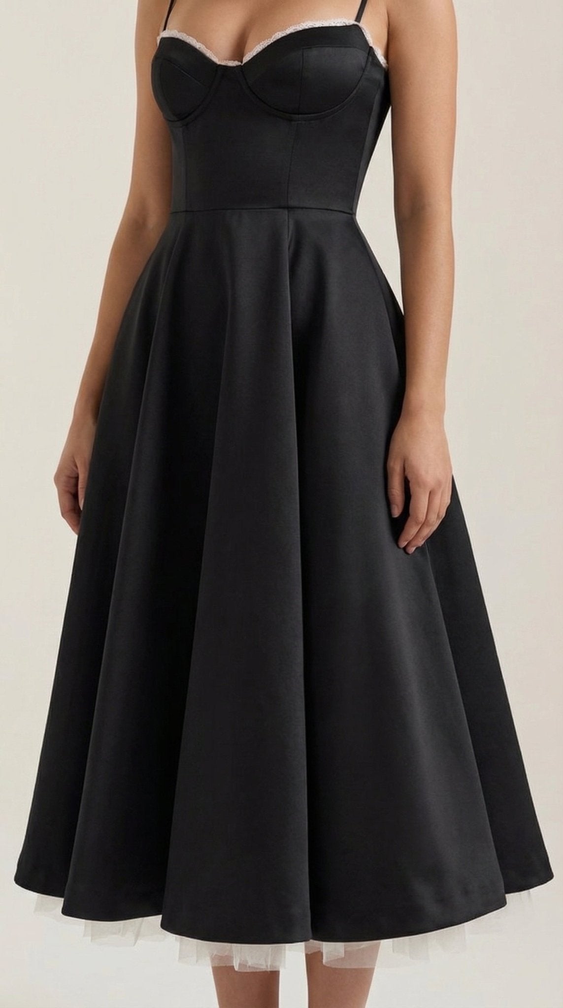 Women's Midi Dress - Sweetheart Neckline & Spaghetti Straps