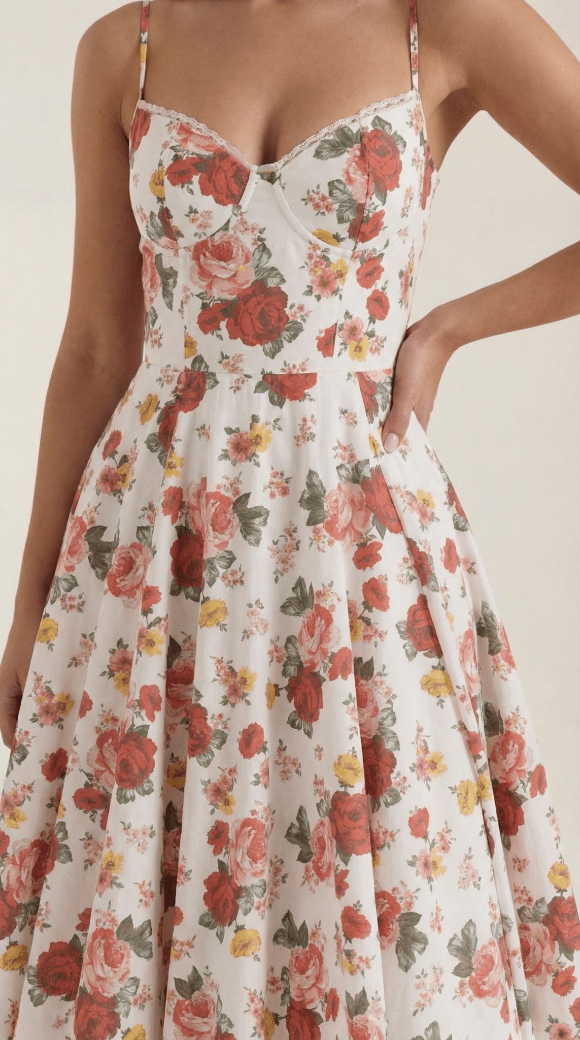 Women's Midi Dress - Sweetheart Neckline & Spaghetti Straps