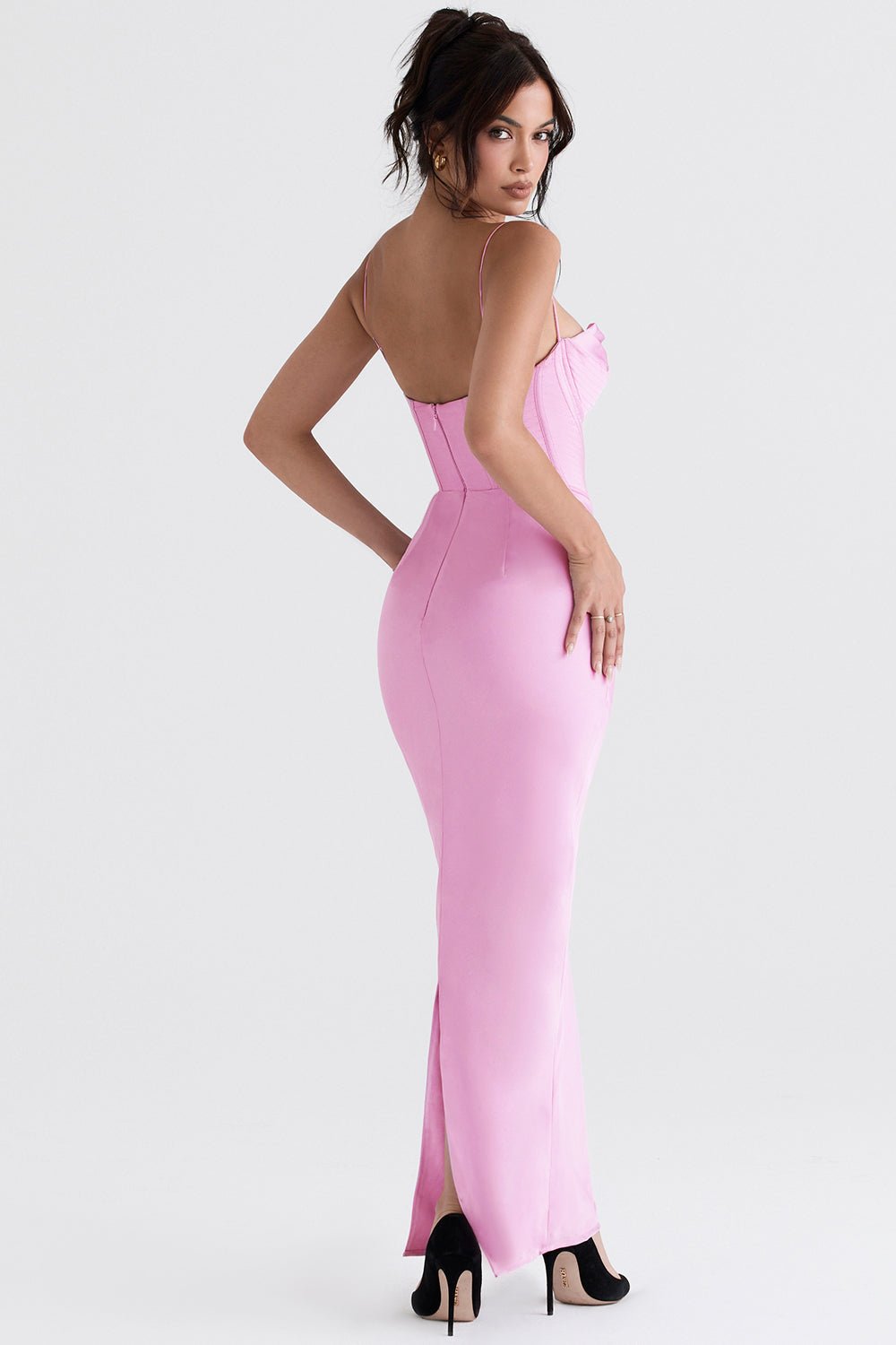 Women's Mini Dress — Bodycon Fit Pleated Tie-Back Closure