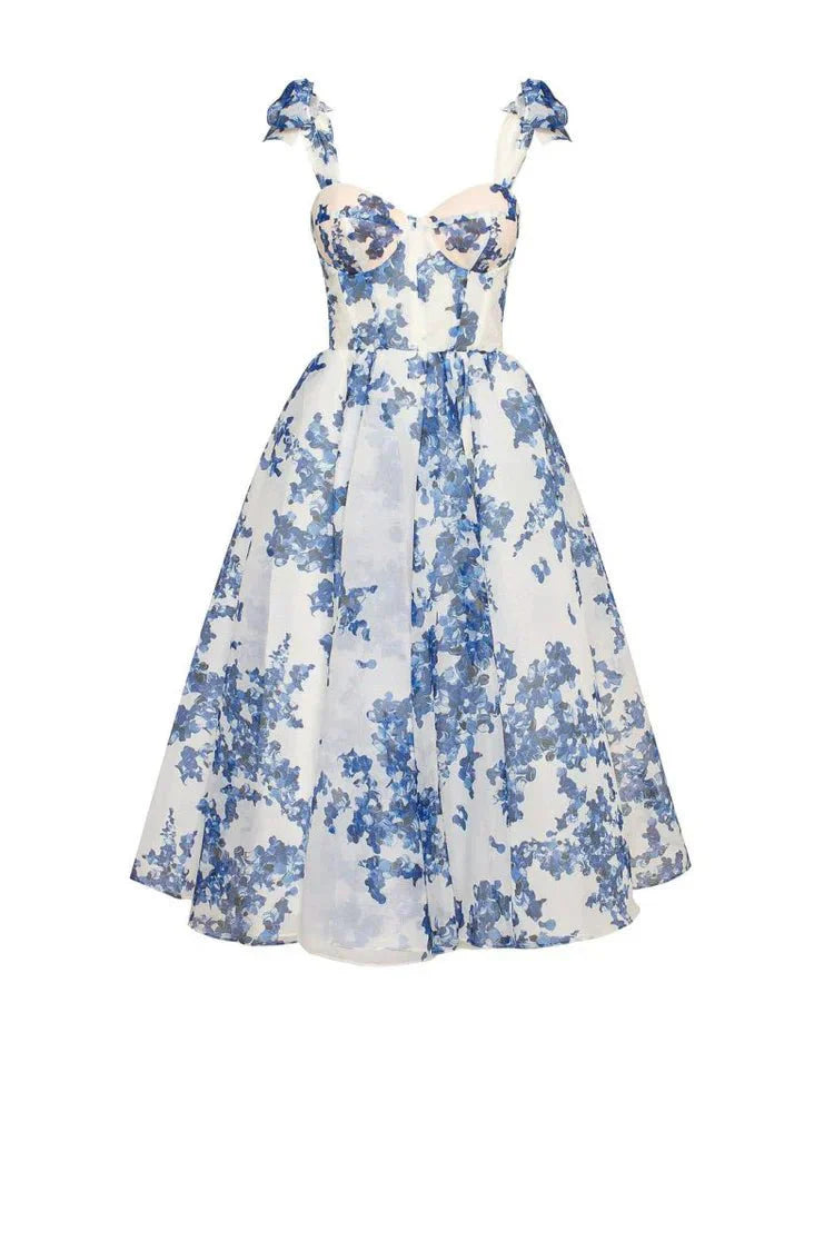 Women's Mini Dress — Corset Detail Floral Pattern Design