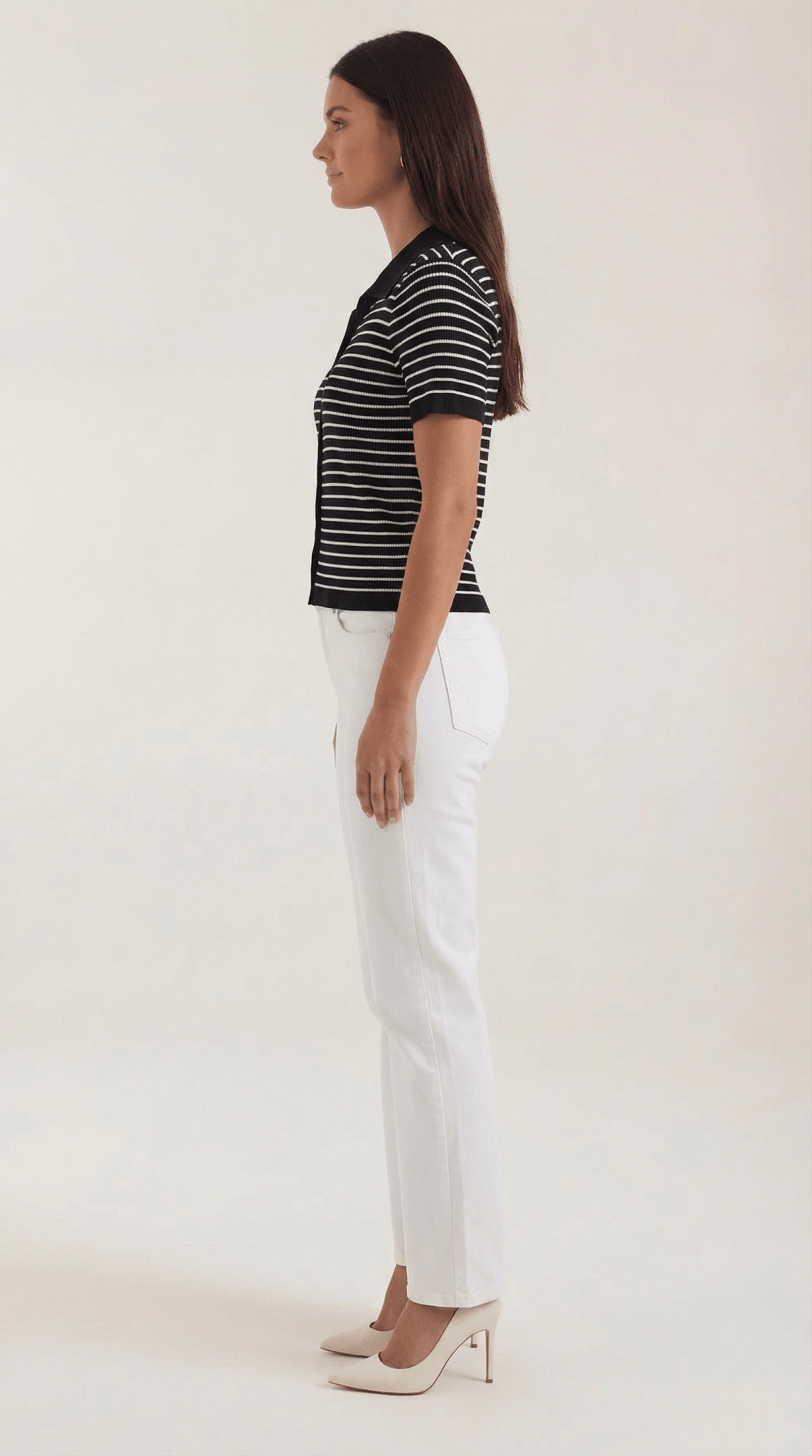 Women's Polo Shirt — Front Button Placket Collar Design
