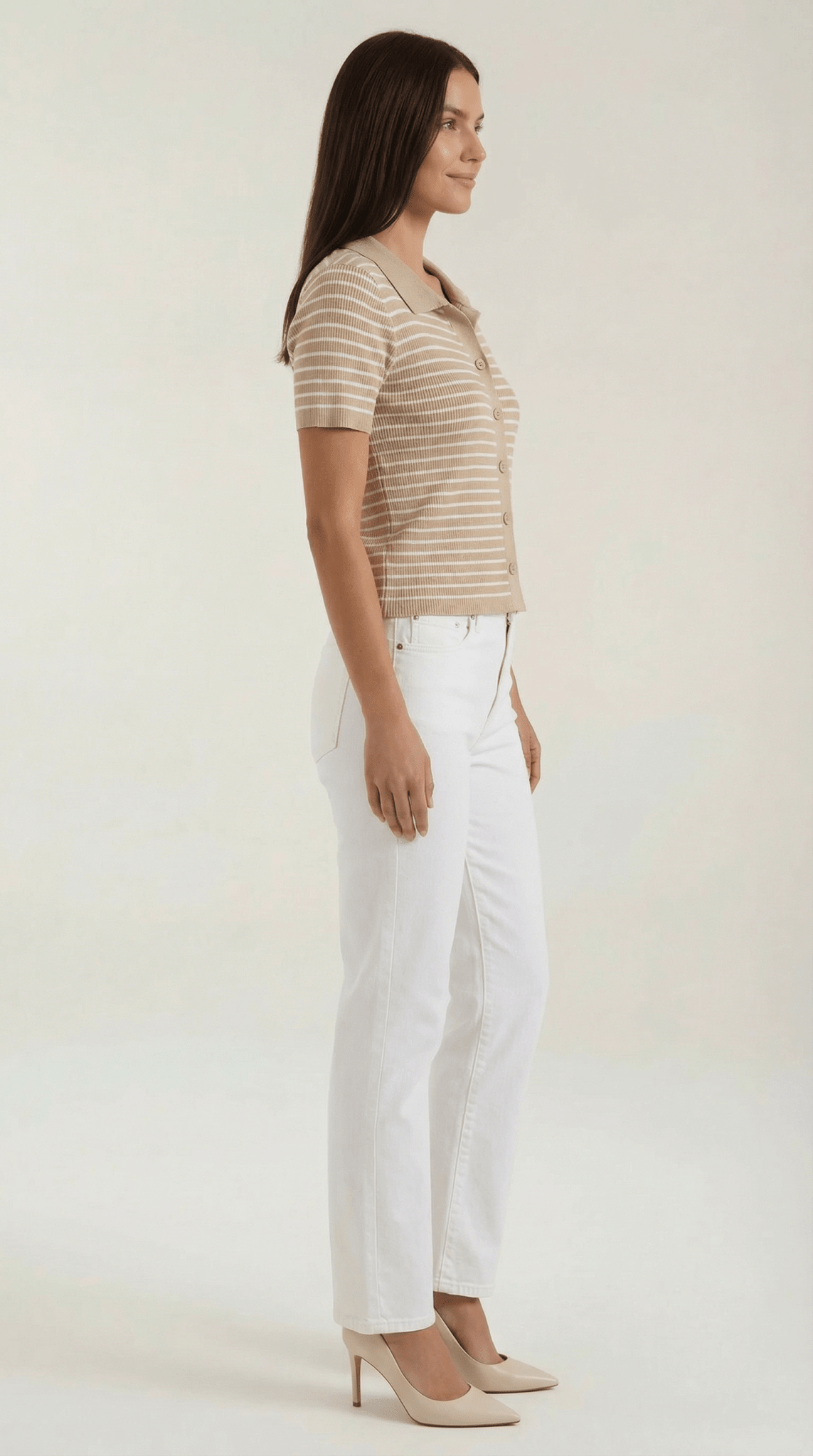 Women's Polo Shirt — Front Button Placket Collar Design