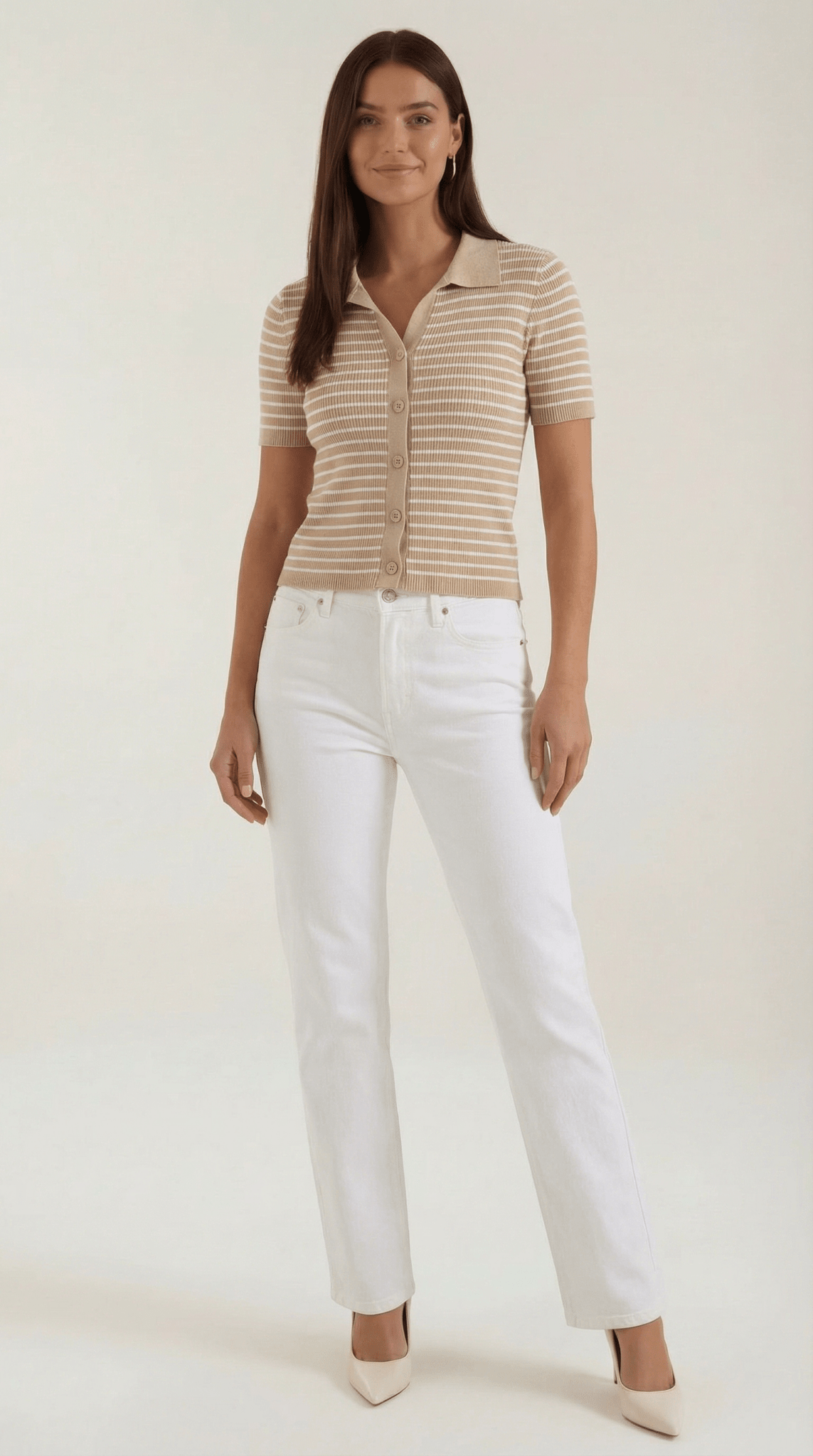 Women's Polo Shirt — Front Button Placket Collar Design