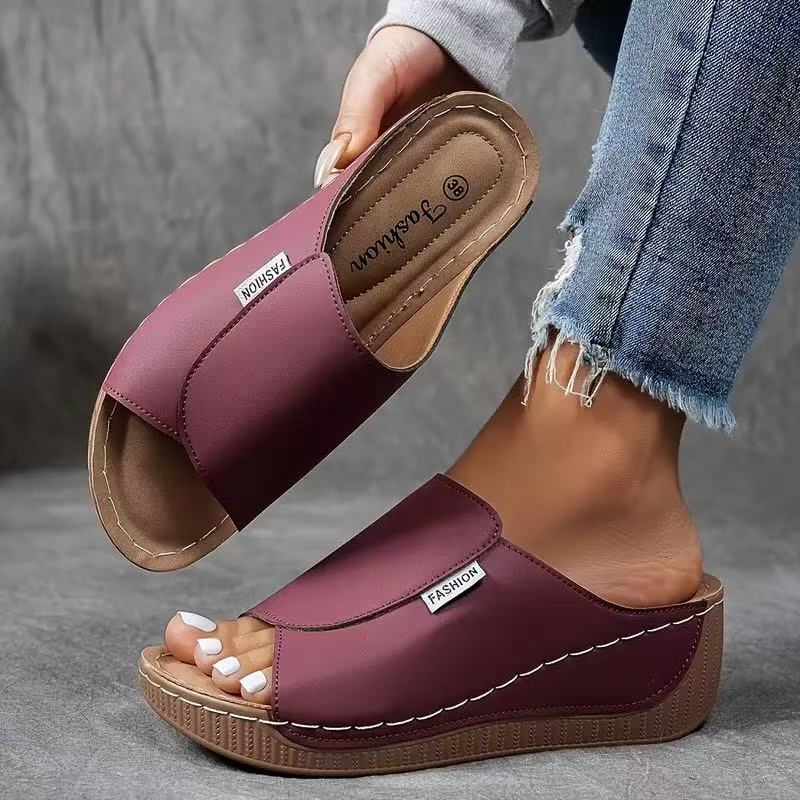 Women's Wedge Sandals — Slip-On Open Toe Platform Design